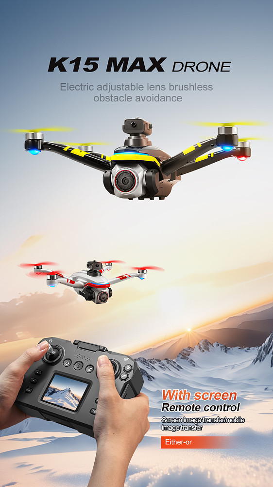 K15 MAX Drone Remote Control With Screen Brushless Long Endurance Remote Control Aircraft Obstacle Avoidance HD aerial photograph