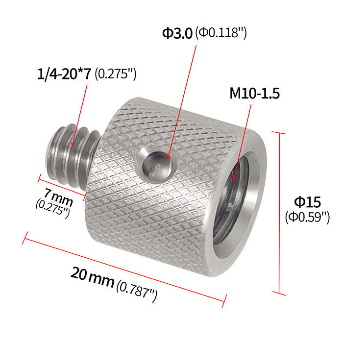 Camera Conversion Screw Adapter 1/4 to M8 M10 Male to Female Screw for Monopod Tripod Ball Lights Bike Mount