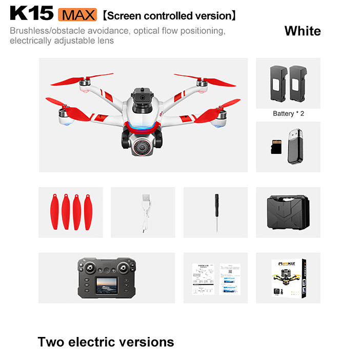 K15 MAX Drone Remote Control With Screen Brushless Long Endurance Remote Control Aircraft Obstacle Avoidance HD aerial photograph