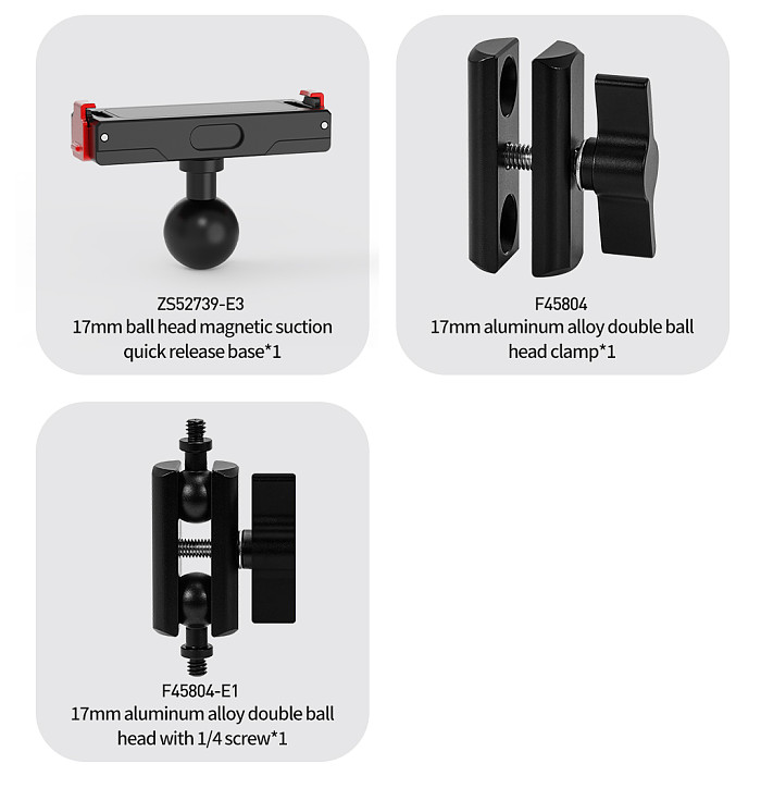 Bike Bicycle Clamp with 17mm Ball Head Adapter Magnetic Quick Mount for Insta360 Go3 Go3S for DJI OSMO 360 Action 5Pro Camera Accessories
