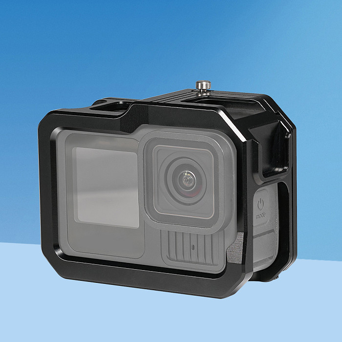 Magnetic Quick Installation Protection Frame Aluminum Alloy Expansion Frame Camera Cage CNC Machining Dual Cold Shoe Holder For GOPRO13/12/11/10/9 Sports Camera