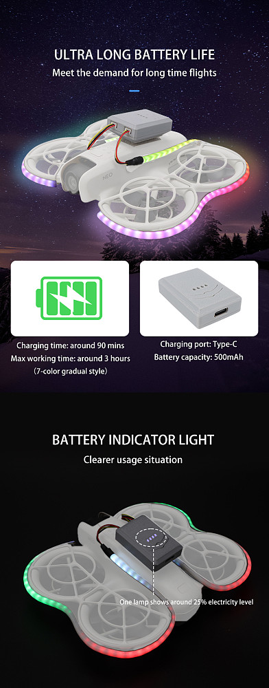 Drone Universal Phantom Light Strip for DJI NEO/AVATA2 Traverser Night Warning Luminous Strip (Button + Bluetooth Version)