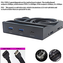 USB Front Panel For PC USB 3.2 GEN2 TYPE-C floppy drive Bay 3.5-inch panel 19PIN to A port TYPE-E to C port 20Gbps