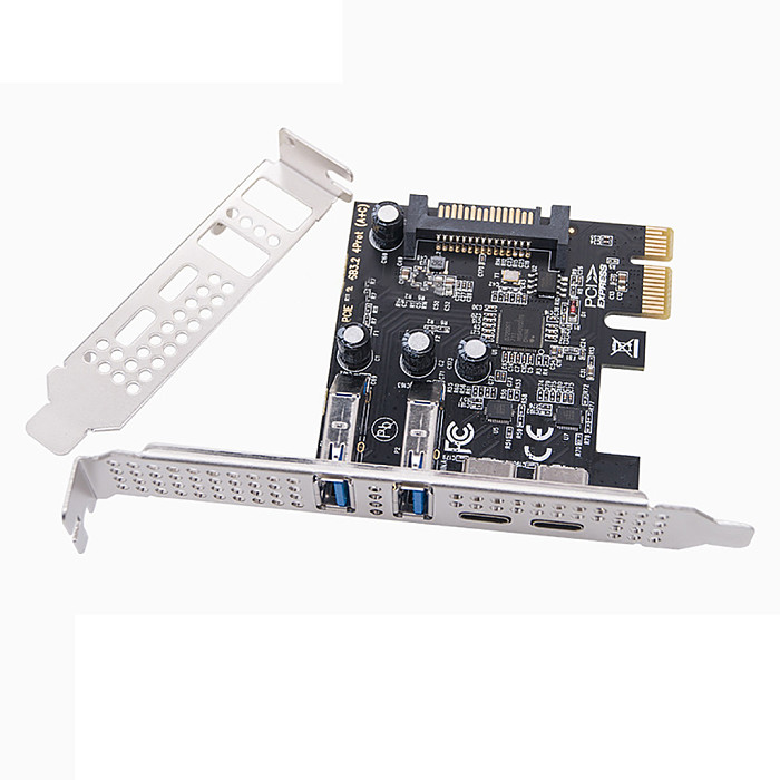 USB 3.2 high-speed expansion card Riser Card PCI-E desktop to 4-port Type-C+A adapter card 5GBPS for PC Computer