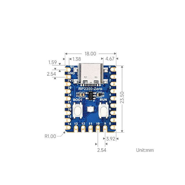 RP2350 Zero Microcontroller Development Board for Raspberry Pi RP2350A Dual Core Dual Architecture Processor