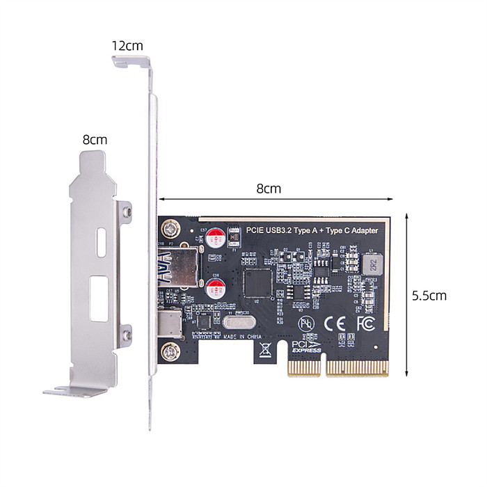 USB 3.2 gen2 dual channel 10Gbps PCIE USB3.2 Type A + Type C Adapter Desktop computer PC expansion card