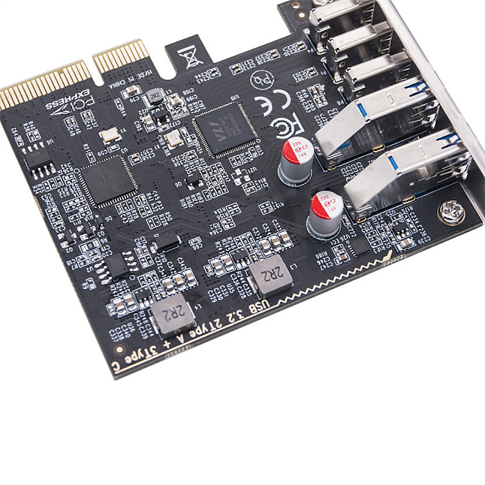 USB 3.2 GEN2 expansion card 10Gbps PCI-E 4X to TYPE-C+Type-A 5-port adapter card Converter for PC Computer