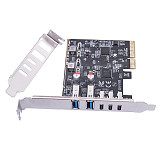 USB 3.2 GEN2 expansion card 10Gbps PCI-E 4X to TYPE-C+Type-A 5-port adapter card Converter for PC Computer