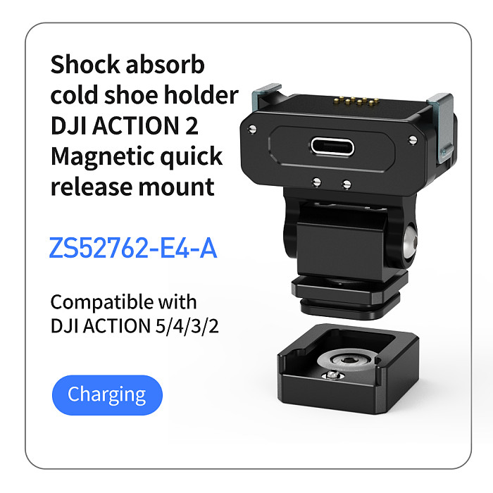 Magnetic suction Quick release cold Shoe to 1/4 Mount base for DJI Action 5pro 4 3 2 Sports camera quick install bracket for rabbit cage with 1/4 screw hole