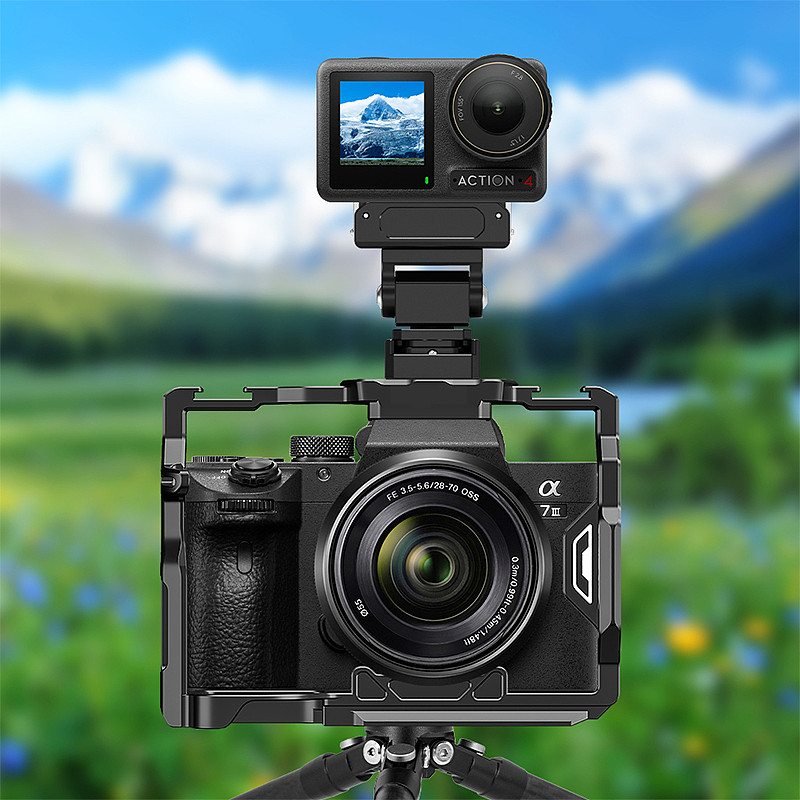 Magnetic suction Quick release cold Shoe to 1/4 Mount base for DJI Action 5pro 4 3 2 Sports camera quick install bracket for rabbit cage with 1/4 screw hole