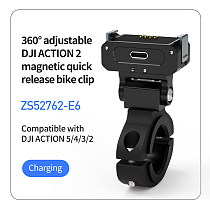 Action 2 Charging Type-c Magnetic quick loading bike clip Sports camera cycling stand Mount for DJI Action 5 pro 4 3 2 quick release bracket