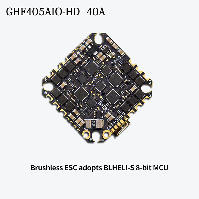 JMT GHF405AIO-HD 40A AIO Flight Controller F405 F4 Build-in OSD Blheli-S ESC 2-6S Lipo For RC FPV Toothpick Racing Drone