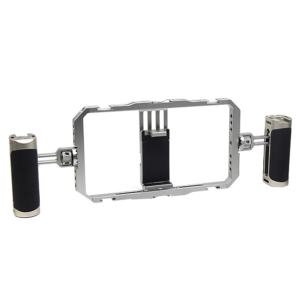 Universal Smartphone Video Rig with Dual Handles Phone Cage Photography Aluminum Case Stabilizer for Video Recording Filmmaking
