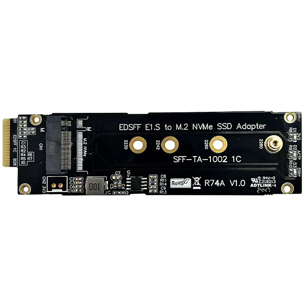 PCIe 5.0 x4 Gen5 128G/bps for NVMe Extension Riser Card M.2 to EDSFF E1.S Adapter for M.2 NGFF Key M (2230)22x80mm NVMe SSD Card