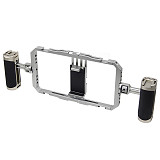 Universal Smartphone Video Rig with Dual Handles Phone Cage Photography Aluminum Case Stabilizer for Video Recording Filmmaking