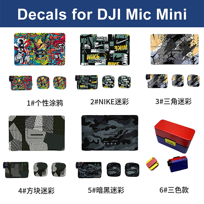 CQT For DJI MIC MINI Wireless Microphone Sticker Anti-Scratch All-Wrap Protective Film (A01/A02-Personalized Graffiti)