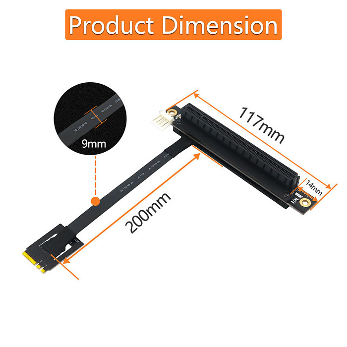M.2(NGFF) Dual Key A-E To PCI-E 16X Adapter Cable 270 Degree Support M.2 Socket With Type 2230