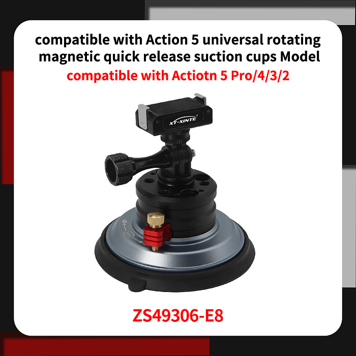 XT-XINTE 4 Inch Aluminum Car vacuum suction cup Camera Mount for DJI OSMO 360 POCKET 3/POCKET4 / action 5pro / Insta360 X4 / GOPRO 13 Sports Camera