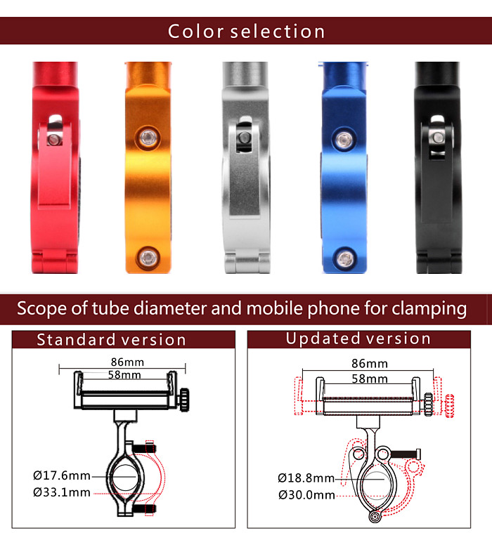 XT-XINTE Rotatable CNC Bike Motorcycle Aluminum Phone Bracket Handlebar Mount Holder Color Random