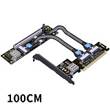 ADT-Link PCIe 4.0 x16 MCIO Graphics Card Split Extension Riser Cable GEN4 PCI-E X16 to One-to-Two X8 Split Adapter Card SFF-TA-1016