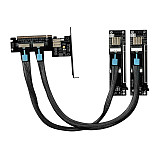 ADT-Link PCIe 4.0 x16 MCIO Graphics Card Split Extension Riser Cable GEN4 PCI-E X16 to One-to-Two X8 Split Adapter Card SFF-TA-1016