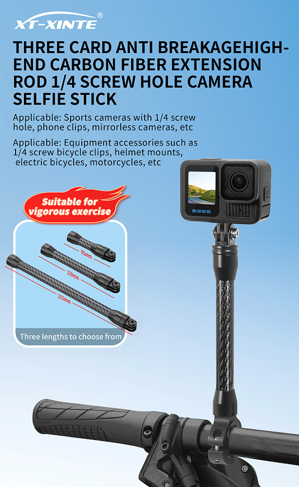 XT-XINTE Carbon fiber Pole extension Rod camera selfie stick for DJI OSMO 360/ACTION5 PRO/Pocket3/GoPro13/Insta360 sports camera Action Camera accessories