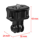 XT-XINTE CNC metal Mini Tripod Adapter 3-slot head to 1/4 Screw Locking Mount for Insta360 DJI Osmo Action GoPro12 11 Action Camera Expansion accessories 