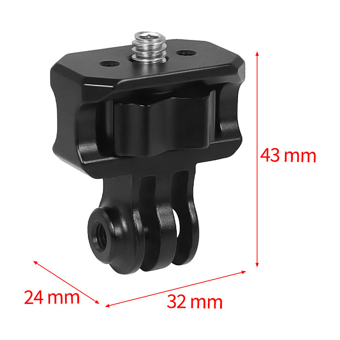 XT-XINTE CNC metal Mini Tripod Adapter 3-slot head to 1/4 Screw Locking Mount for Insta360 One R//X2/GOPRO13/12/10/9/8/MAX GOPRO/DJI Osmo 360 Action Camera Expansion accessories