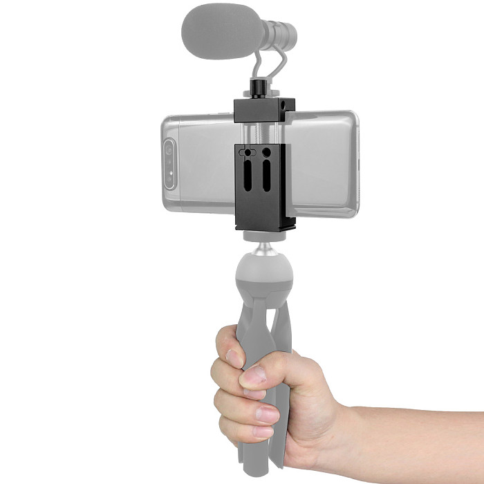 XINTE Aluminum Phone Holder 1/4  Arri Holes Slot Expansion Interface CNC Cold Shoe Mount Bracket Fixed Clip1/4 3/8 Phone Tripod Clamp