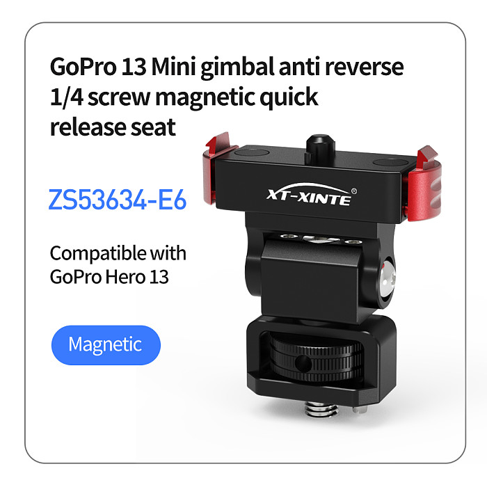 XT-XINTE Aluminum Alloy Sports camera magnetic quick release cold shoe bracket base Adapter Fix Mount for GOPRO 13 Action Camera Expansion for DSLR Camera rabbit cage