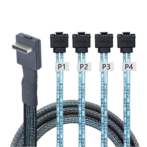 OCuLink PCI-Express SFF-8611 4i 90 degree to 4X SATA 7P connection cable Server Hard Drive Adapter