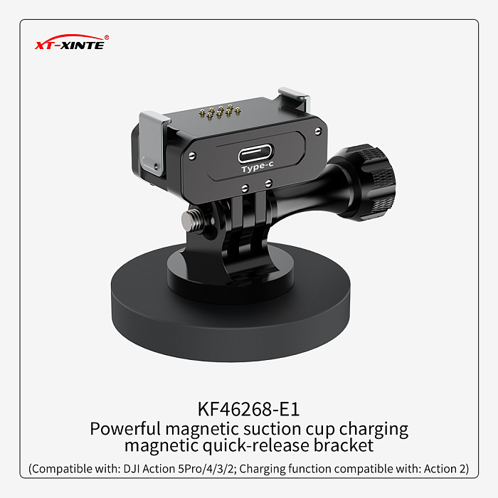 Quick Release bracket Magnetic suction cup Mount Charging Base for DJI OSMO 360 Action 5Pro/5/4/3/2 Sports Camera