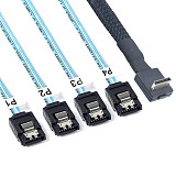 OCuLink PCI-Express SAS SFF-8611 4i 90 degree to 4X SATA 7P connection cable Server Hard Drive Adapter