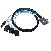 OCuLink PCI-Express SAS SFF-8611 4i 90 degree to 4X SATA 7P connection cable Server Hard Drive Adapter