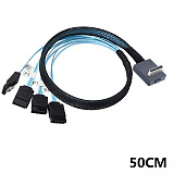 OCuLink PCI-Express SAS SFF-8611 4i 90 degree to 4X SATA 7P connection cable Server Hard Drive Adapter