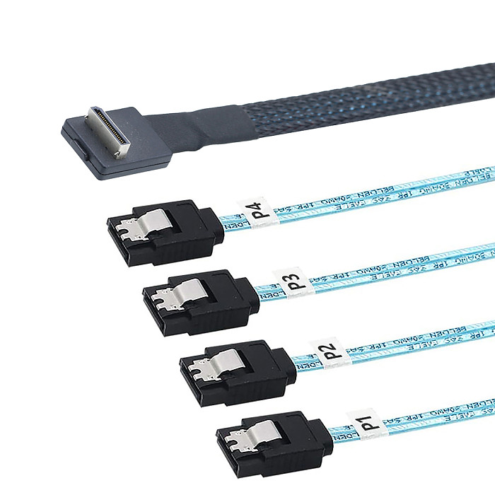 OCuLink PCI-Express SAS SFF-8611 4i 90 degree to 4X SATA 7P connection cable Server Hard Drive Adapter