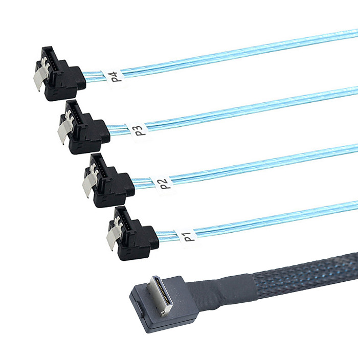 OCuLink PCI-Express SFF-8611 4i 90 degree to 4X SATA 7P connection cable Server Hard Drive Adapter