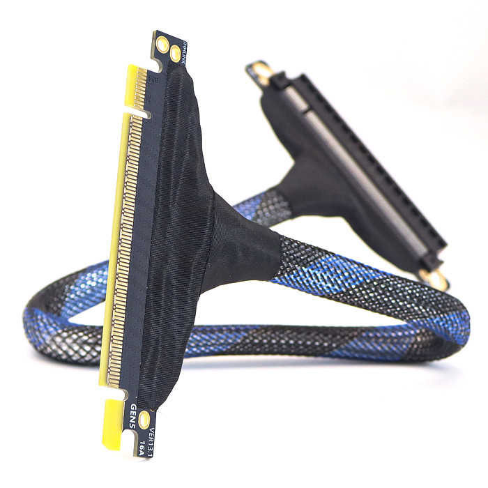 PCIe 5.0 x16 Extension Cable PCI-E Gen5 High Speed Silver-plated Lossless Cable GPU Extension Cable for RTX 5090 Graphics Card