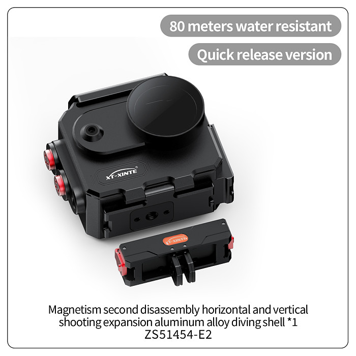 80m Diving Case For Insta360 go3/go3s Magnetic Quick Release Aluminium Dive Waterproof Box Housing Case Protector Frame