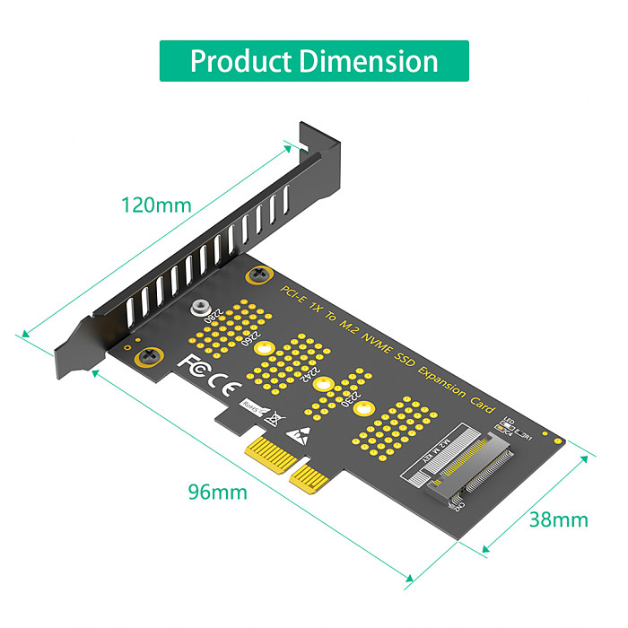 PCI-E 1X To M.2 NVME SSD Expansion Card Adapter NGFF M.2 Key M Slot Support 2230 2242 2260 2280 M.2 SSD