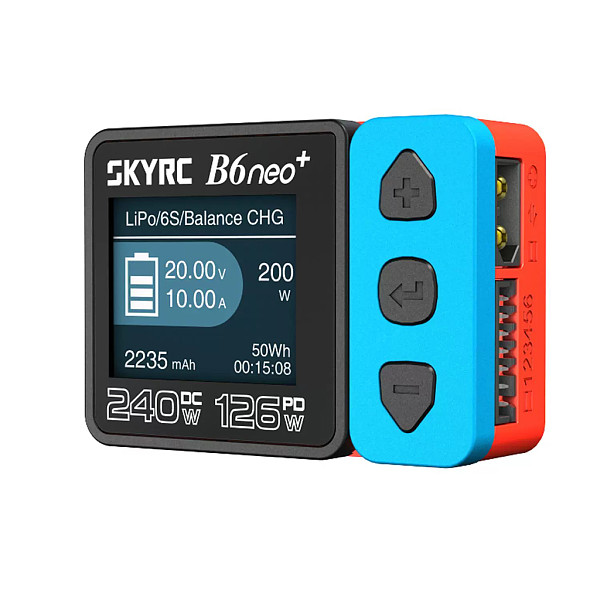 ​SKYRC B6neo+ Smart Charger High Power DC240W PD126W Multilanguage Balance Charger 600mA XT60/Type-C Compact Charger Discharger