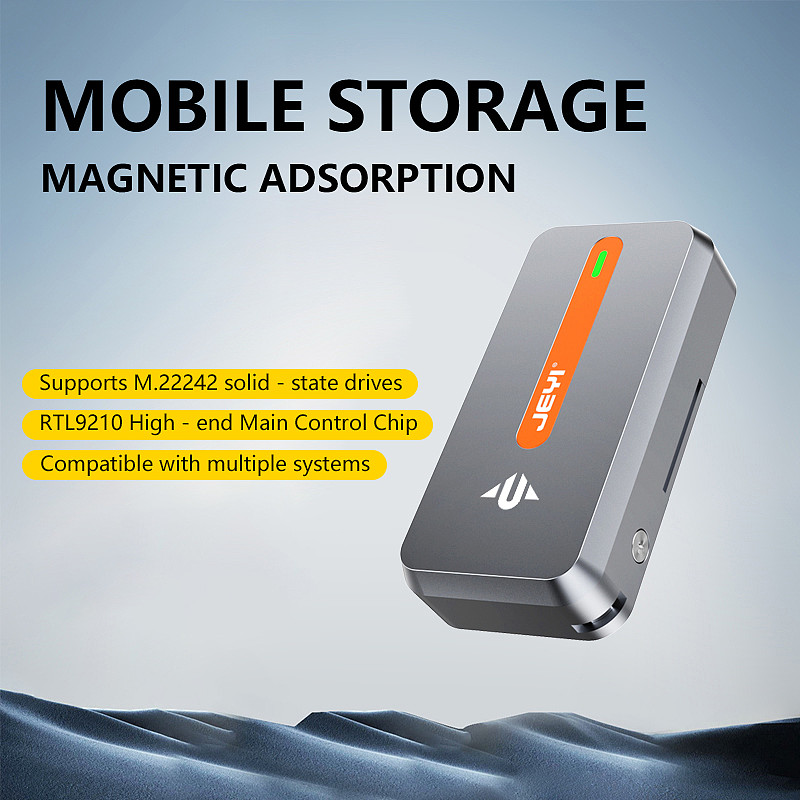 JEYI magnetic hard Disk Enclosure for M.2 NVMe 2242 Magnetic Solid State Drive Mobile hard drive Box to Type-C external Mobile Storage Solution