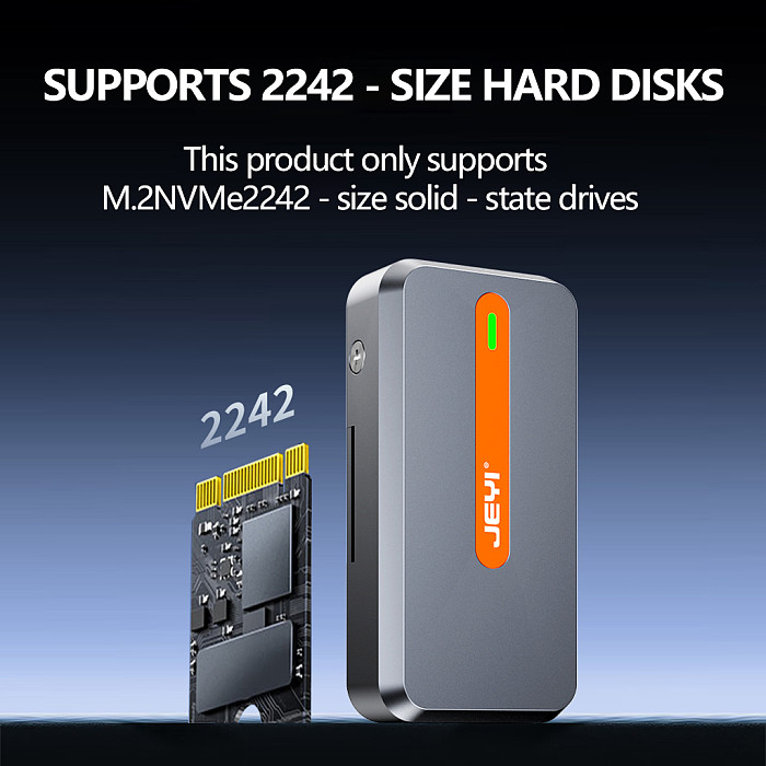 JEYI magnetic hard Disk Enclosure for M.2 NVMe 2242 Magnetic Solid State Drive Mobile hard drive Box to Type-C external Mobile Storage Solution