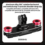 Aluminum Backpack Strap Clip Universal 360° Rotation 1/4 Ballhead Mount Fast Install Plate for DJI OSMO 360 GoPro Hero 13 DSLR Camera Photography