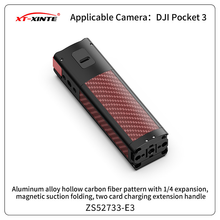 Aluminium Alloy Charging Handle Grip Magnetic Quick Release Base Type-C Adapter W/ 1/4  Cold Shoe Mount for DJI POCKET 3 POCKET4 Action Camera