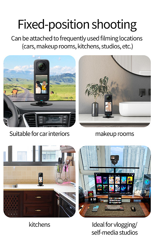 Action Camera Flexible Adhesive Fixed Base for Insta360 Ace Pro X4 X3 Gopro for DJI OSMO 360 Pocket 3 Motorcycle Helmet Mount Phone Stand