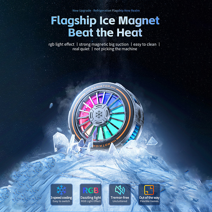 Magnetic Cell Phone Cooler Universal Semiconductor Cooling Mobile Phone Radiator for iPhone 16 15 14 13 12 Gaming Live Stream