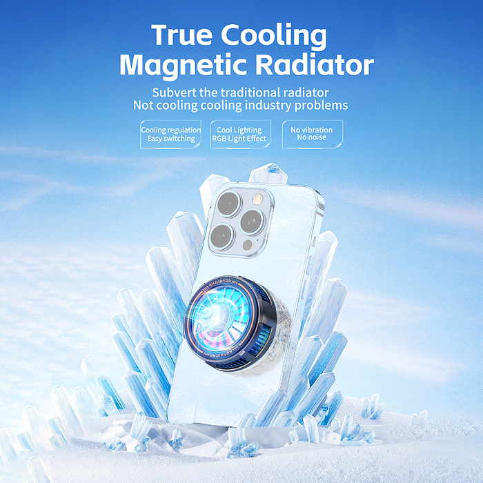 Magnetic Cell Phone Cooler Universal Semiconductor Cooling Mobile Phone Radiator for iPhone 16 15 14 13 12 Gaming Live Stream