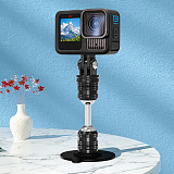 Metal universal Double Ball Head Damping Adjustment Bracket  1/4 screw hole to 1/4 screw hole pan tilt adapter, 1/4 screw hole to GOPRO three card slot pan tilt adapter, GOPRO two card to three card slot pan tilt adapter, 360 degree damping rotation extension adapter, For accessories such as selfie sticks/tripods/GOPRO13/DJI ACTION 5pro sports cameras