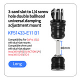 Metal universal Double Ball Head Damping Adjustment Bracket  1/4 screw hole to 1/4 screw hole pan tilt adapter, 1/4 screw hole to GOPRO three card slot pan tilt adapter, GOPRO two card to three card slot pan tilt adapter, 360 degree damping rotation extension adapter, For accessories such as selfie sticks/tripods/GOPRO13/DJI ACTION 5pro sports cameras